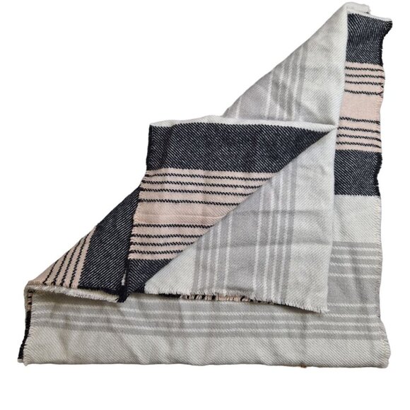 Infinity Scarf Stripes Pink Gray Layers Wide - Picture 2 of 5